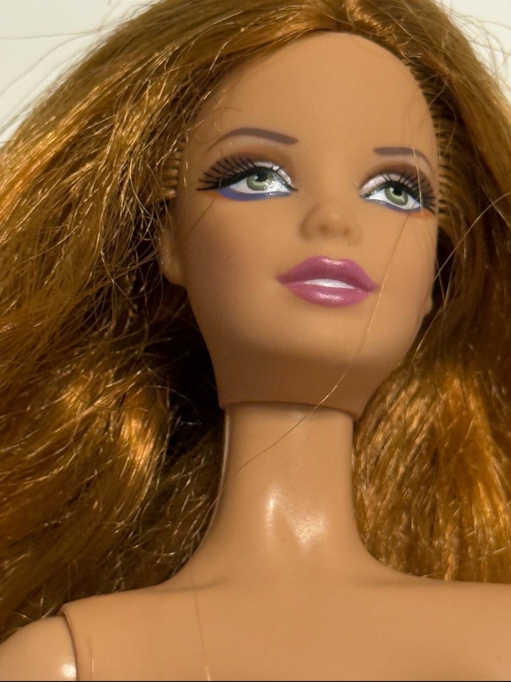 Barbie Doll with Auburn Hair and Pink Lips